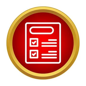 Checklist document icon with check marks on red background Illustrazione stock