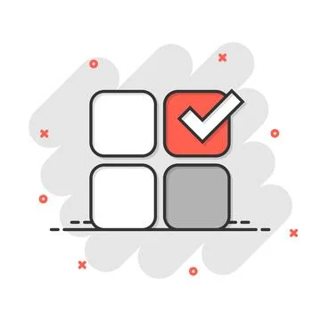 Checklist document icon in comic style. Survey cartoon vector illustration .. Stock Illustration