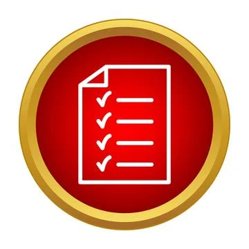 Checklist document icon with completed tasks in red circle Stock Illustration