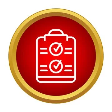 Checklist document icon with completed tasks in red circle Stock Illustration