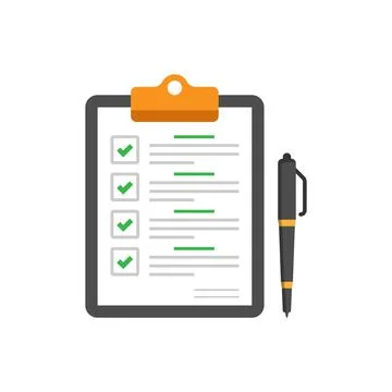 Checklist document icon in flat style. Report approval vector illustration on is Stock Illustration