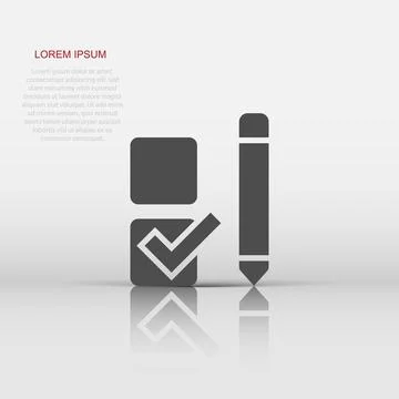 Checklist document icon in flat style. Survey vector illustration on white .. Stock Illustration