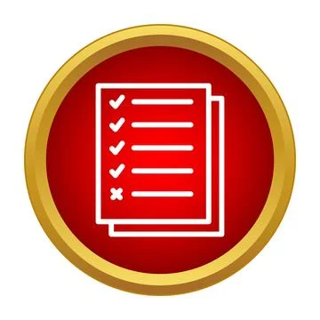 Checklist document icon with golden border Stock Illustration