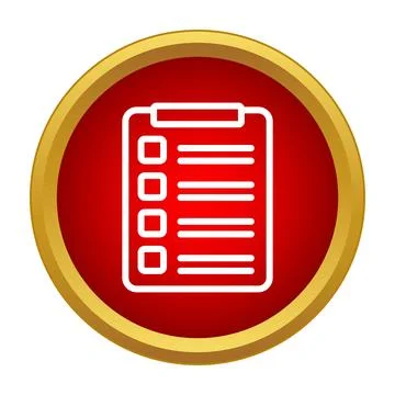 Checklist document icon inside red circle gold frame Illustration