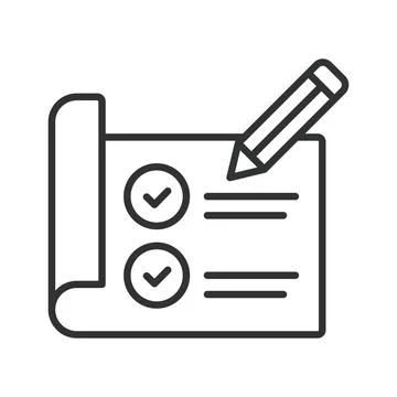 Checklist document icon in line design. checklist, document, pencil, task Illustrazione stock
