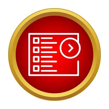 Checklist document icon with next arrow in red circle Stock Illustration