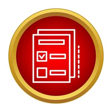 Checklist document icon on red button 스톡 일러스트