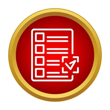Checklist document icon on red button verifying tasks 库存插图