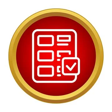Checklist document icon with a red button Stock Illustration