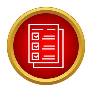 Checklist document icon on red button verifying tasks Stock Illustration