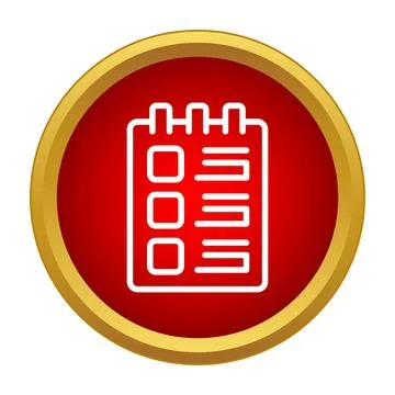 Checklist document icon on red button with golden border Illustrazione stock