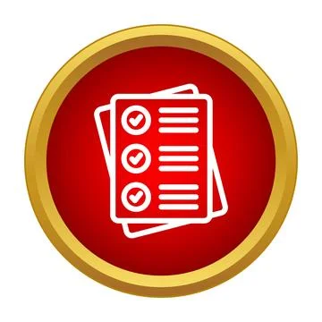 Checklist document icon with red check marks 스톡 일러스트