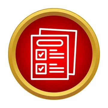 Checklist document icon on red circle background Stock Illustration