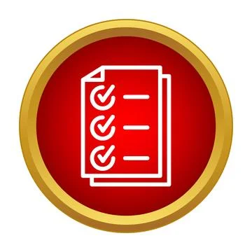 Checklist document icon on red gold button Illustrazione stock