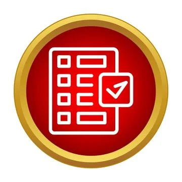 Checklist document icon with red gold background Stock Illustration