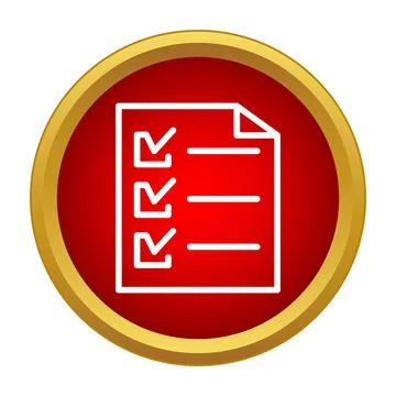 Checklist document icon on red round button Stock Illustration