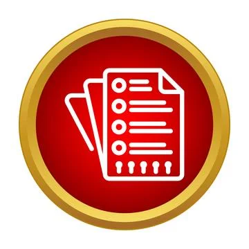 Checklist document icon on red round button Stock Illustration