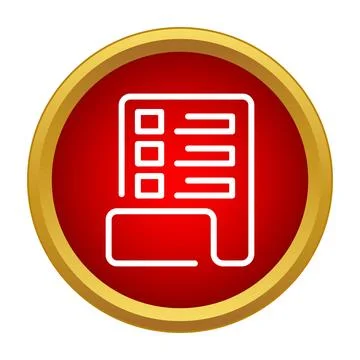 Checklist document icon on red round button Illustrazione stock