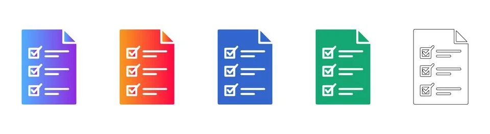 Checklist Document Icon Set for Task Management Illustrazione stock