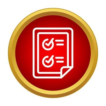 Checklist document icon showing completed tasks in red circle Stock Illustration