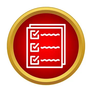 Checklist document icon showing completed tasks in red circle 库存插图