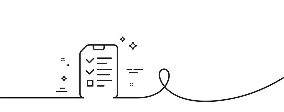 Checklist Document line icon. File sign. Continuous line with curl. Vector Illustrazione stock