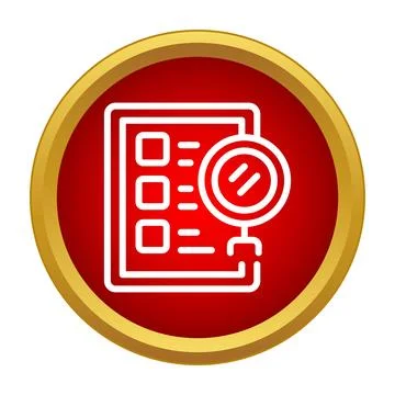 Checklist document with magnifying glass icon reviewing data Stock Illustration