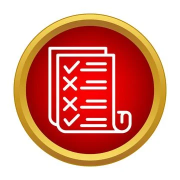 Checklist document or exam survey in round red frame 스톡 일러스트