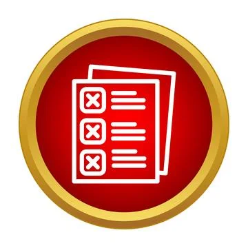 Checklist document or survey icon with x marks Stock Illustration