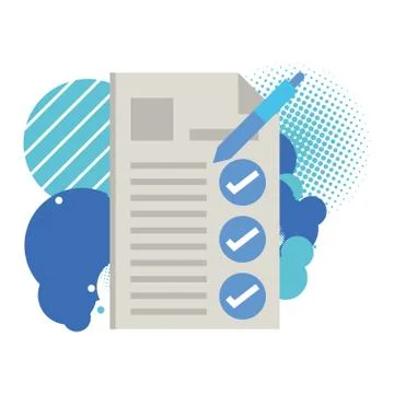 Checklist document paper with pen supply Stock Illustration