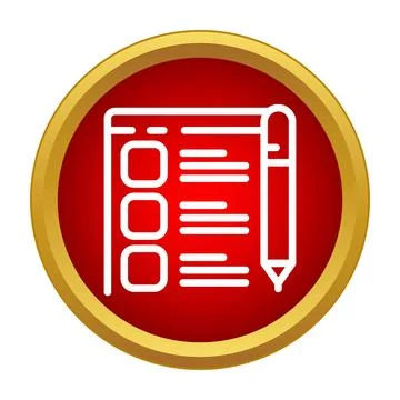 Checklist document with pencil icon in red circle Stock Illustration