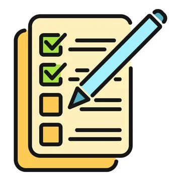 Checklist document with pencil marking completed tasks Stock Illustration