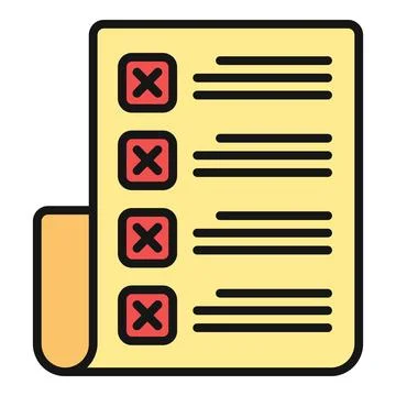 Checklist document reviewing completed tasks with red crosses Stock Illustration
