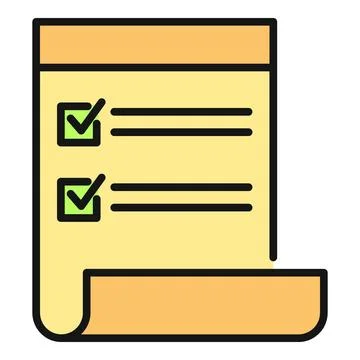 Checklist document showing completed tasks and planning Illustrazione stock