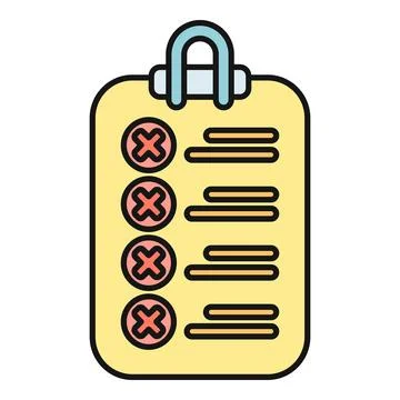 Checklist document showing errors and failed tasks 스톡 일러스트