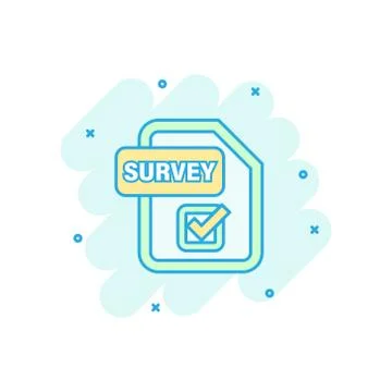Checklist document sign icon in comic style. Survey vector cartoon illustrati Stock Illustration