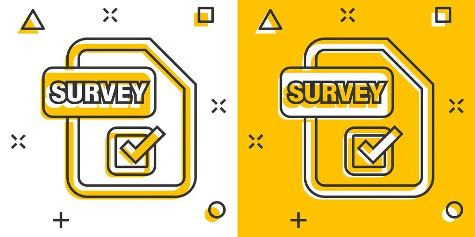 Checklist document sign icon in comic style. Survey vector cartoon illustrati Stock Illustration