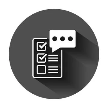 Checklist document sign icon in flat style. Survey vector illustration on bla Stock Illustration