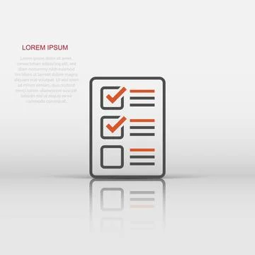 Checklist document sign icon in flat style. Survey vector illustration on w.. Stock Illustration