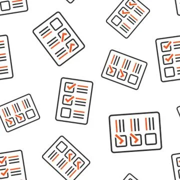 Checklist document sign icon seamless pattern background. Survey vector illus Illustrazione stock