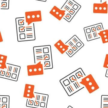 Checklist document sign icon seamless pattern background. Survey vector illus Stock Illustration