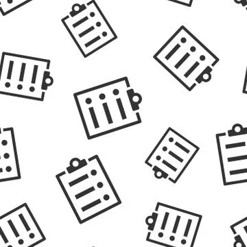 Checklist document sign icon seamless pattern background. Survey vector illus Stock Illustration