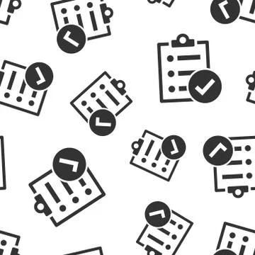 Checklist document sign icon seamless pattern background. Survey vector illus Stock Illustration