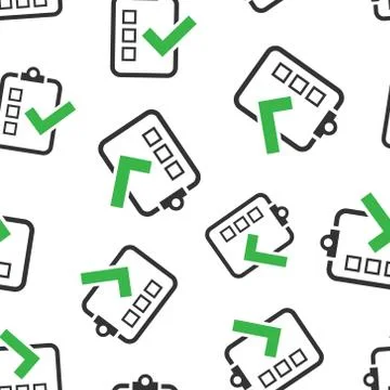 Checklist document sign icon seamless pattern background. Survey vector illus Illustrazione stock