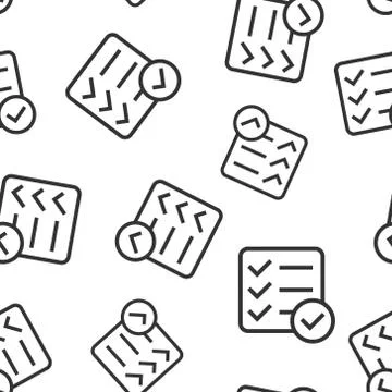 Checklist document sign icon seamless pattern background. Survey vector illus Stock Illustration