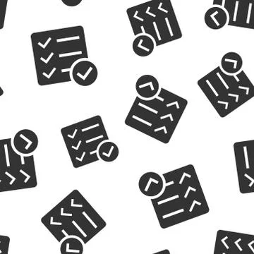 Checklist document sign icon seamless pattern background. Survey vector illus Illustrazione stock