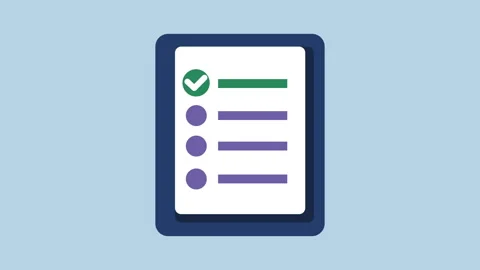 Checklist document with tick 2d Animation with Alpha Matte 動画素材 335732811