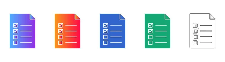 Checklist Document Vector Icon Set icon set Illustrazione stock