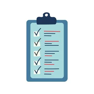 Checklist doodle icon. Hand drawn blue clipboard template vector illustration Stock Illustration