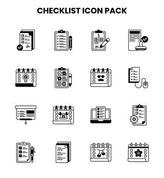 Checklist DuoTone Collection Icons Pack Stock Illustration
